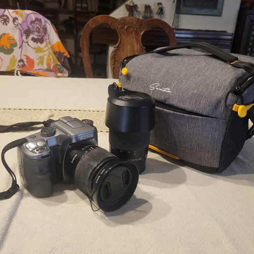 Sony A-100 camera kit used with case and two zoom lenses