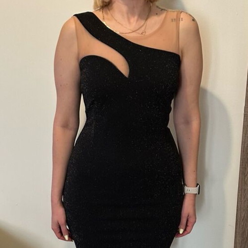 Lurex dress like new, black with bronze shine, medium size