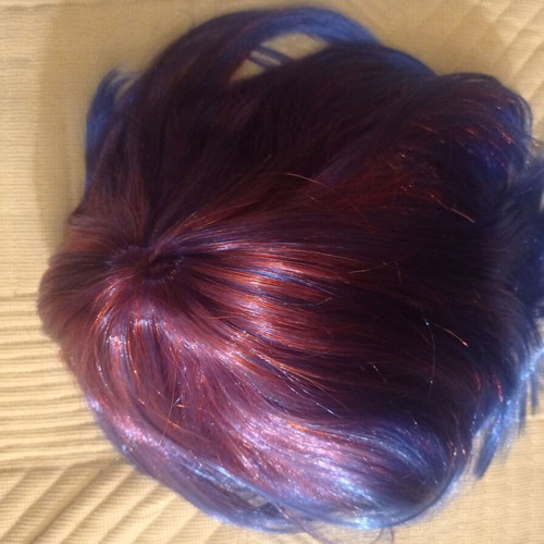 Wig red to blue ombre, short bob new