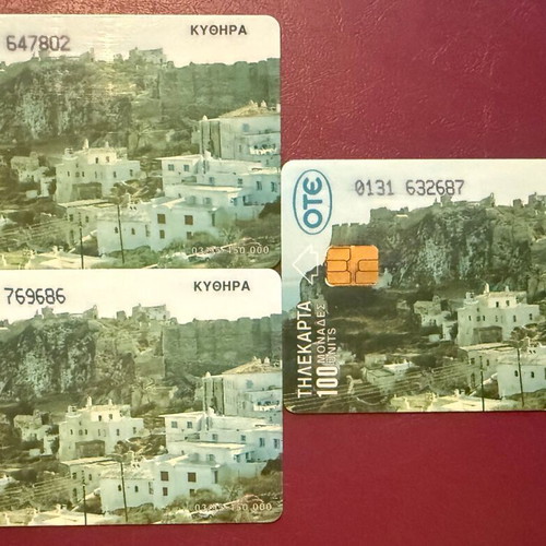 Kythera phone cards used, pack of 3, 03/95