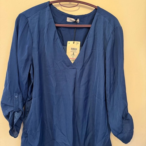 Blue blouse with shirt fabric Pink Woman new, size M