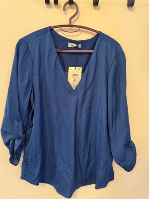 Blue blouse with shirt fabric Pink Woman new, size M