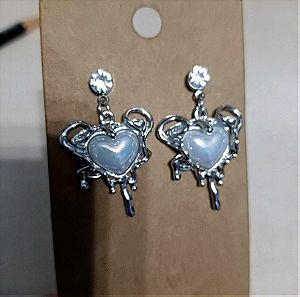 Σκουλαρίκια καρδιές ασημένιες silver heart earrings