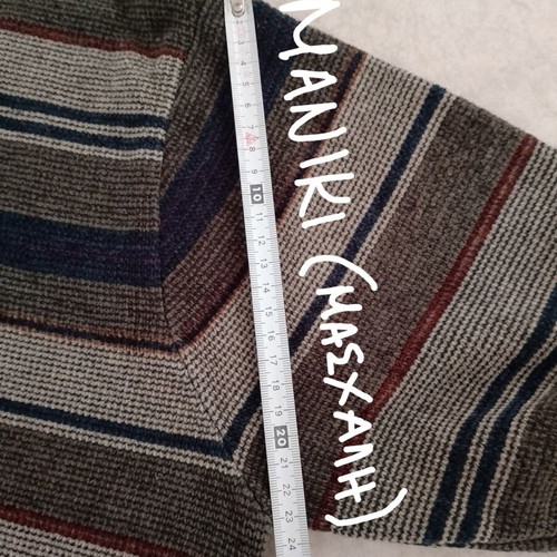 Men's striped wool sweater size L like new, gray and brown