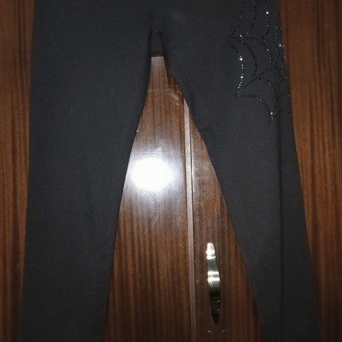 Women's leggings pants S/M black with spider web design, like new