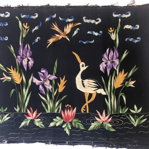 Handmade traditional silk embroidery used, folk art