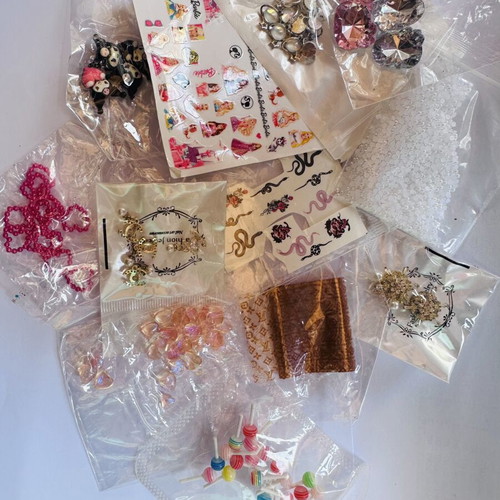 Nail charms like new with rhinestones and stickers
