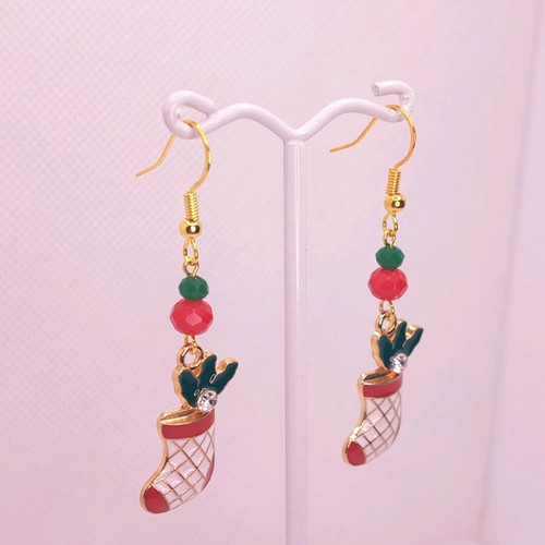 Handmade Christmas earrings new with crystals