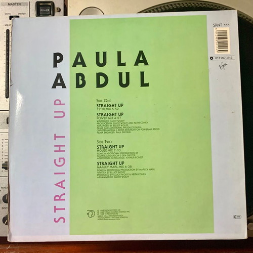 Paula Abdul Straight Up vinyl used, 12", single, pop