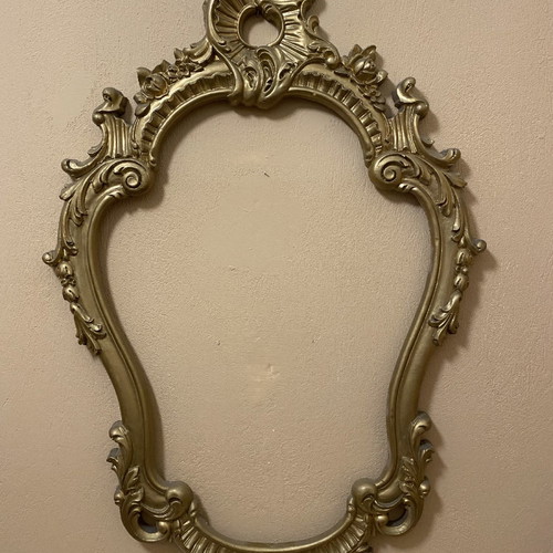 Console with framed mirror and marble used, baroque style