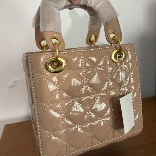 Quilted handbag nude beige new, elegant design with gold-tone details