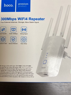 Hoco HI35 Wi-Fi Extender 300Mbps καινούργιο, ασύρματο repeater με θύρα Lan