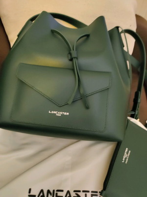 Τσάντα χιαστί Lancaster Paris καινούργια, πράσινη δερμάτινη με έξτρα τσαντάκι