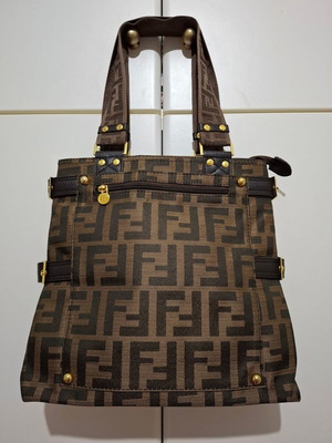 Vintage Fendi Zucca Shopper Χειρός τσάντα σαν καινούργια καφέ και χρυσαφί