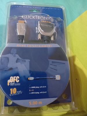 Clicktronic HDMI to DVI-D cable 5m new