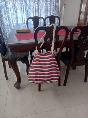 Large shoulder bag cotton striped, like new
