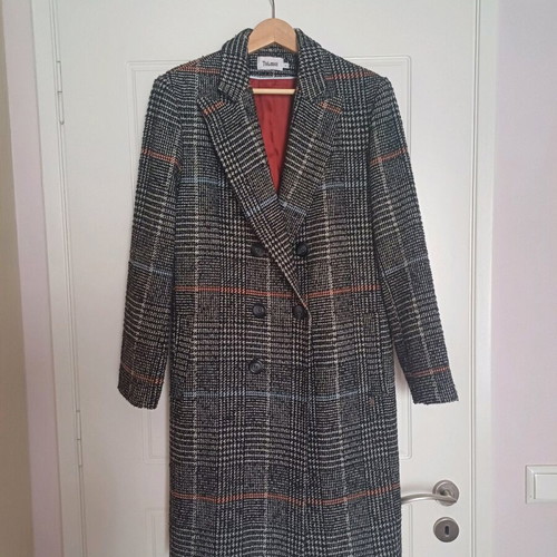 Toi Moi midi check coat like new, grey, size L