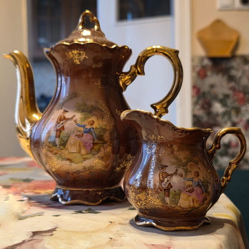 Waldershof Schlegelmilch vintage German porcelain teapot and milk jug set