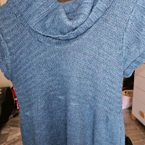 Mohair and wool blouse dress used, size M, blue-green