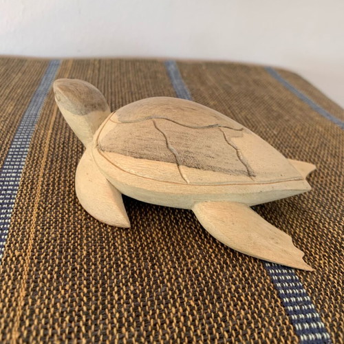 Decorative turtle handcarved from natural wood new