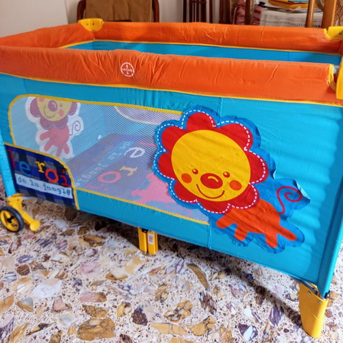 Foldable Travel Playpen with Mattress and Wheels, Like New