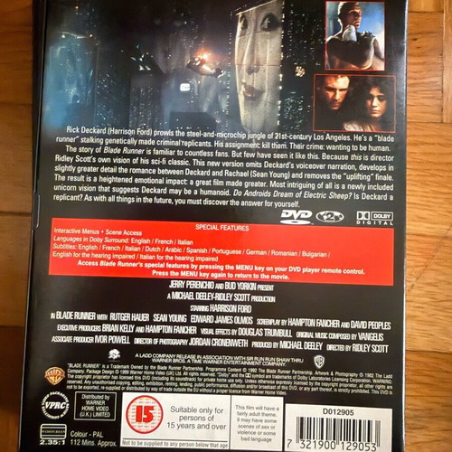 Blade Runner Director’s Cut DVD like new