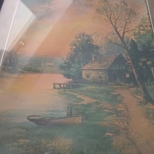 Vintage decorative print "AN AUTUMN SUNSET" used with frame
