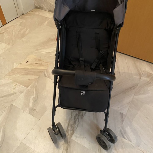 Moni baby stroller used, foldable, black/grey with designs