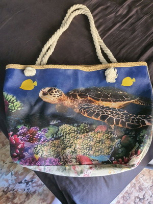 Zara blue beach bag like new with caretta caretta turtles