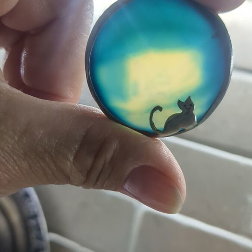 Silver pendant 925 with blue agate for cat lovers like new