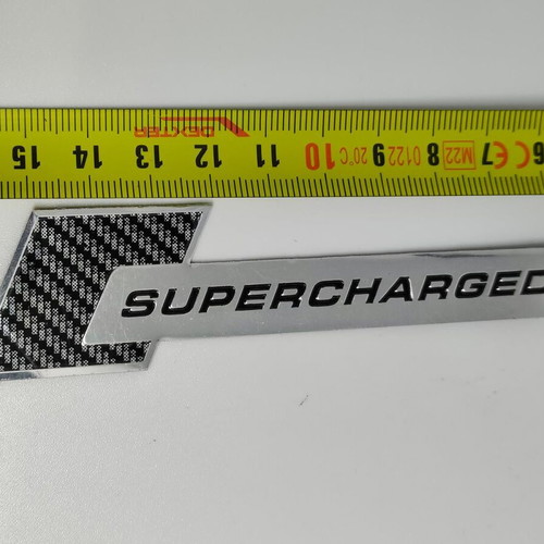 Supercharged Aluminum 3D Car Emblem like new, carbon look