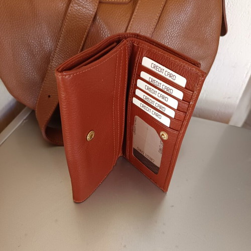 Versace leather bag and wallet set new, brown