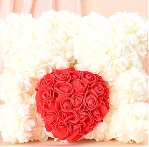 1 Τμχ Τεχνητό Διπλό Τριαντάφυλλο, Ρομαντικό Τεχνητό Λουλούδι Τέλειο Δώρο Χριστουγέννων