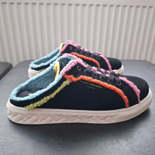 Kurt Geiger Slip-On Trainers Size 40 New, Suede, Black with Colorful Details