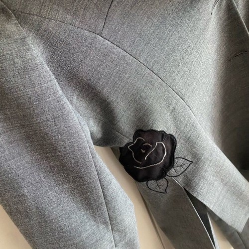 Suit gray with blue rose details like new, size M