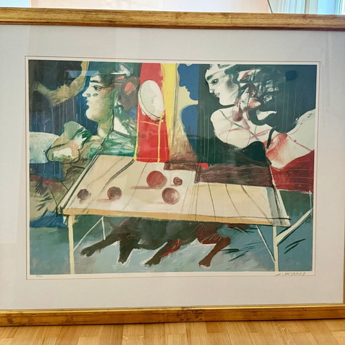 Large Collectible Silk Screen Printing Dimitris Mytaras like new, 121x99cm