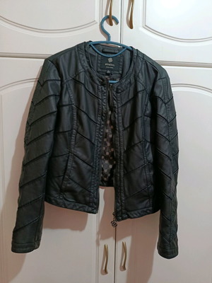 BSB Jacket black faux leather like new with transparent details