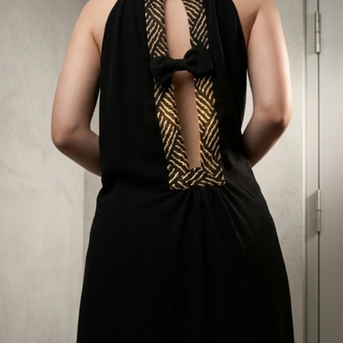Halter Neck Dress new, black with gold detail