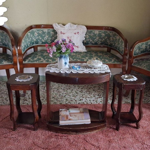 Complete Antique Vintage Living Room Set 15 Pieces Solid Wood used