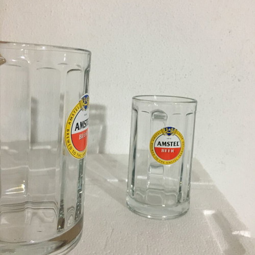 Amstel beer glass 0.3L with handle, set of 2