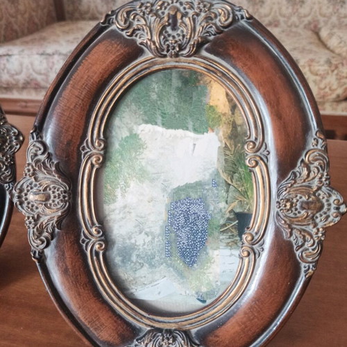 Vintage retro wooden photo frames like new with decorative elements