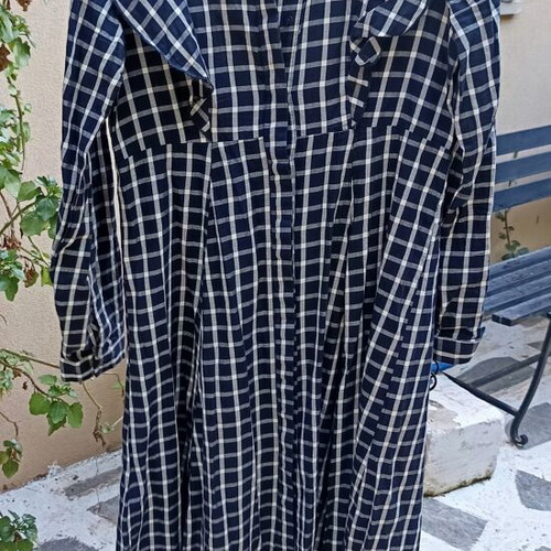Zara cotton checked dress semizie size S new