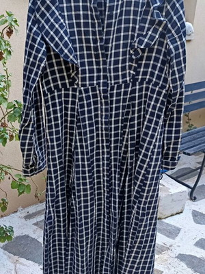 Zara cotton checked dress semizie size S new