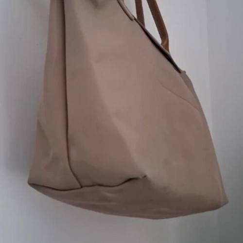 Longchamp Le Pliage Planètes shoulder bag used, beige, medium size with patent details