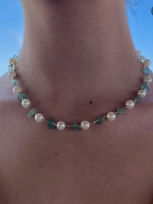 Κολιέ με κρύσταλλα καινούργιο χειροποίητο με αγάπη