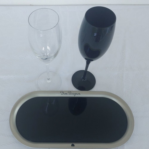 Dom Pérignon Collectible Set with Royal Selangor Pewter Tray and 2 Authentic Glasses