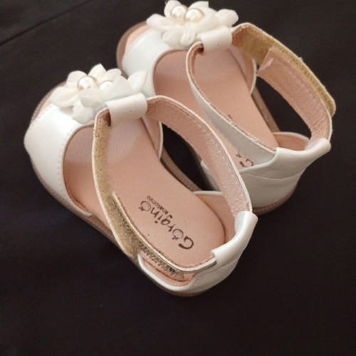 Gorgino Baptism Sandals for Girl Ecru, Size 19, Like New
