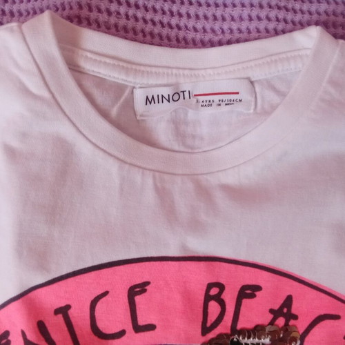Minoti white girls' t-shirt with sequins, age 3-4