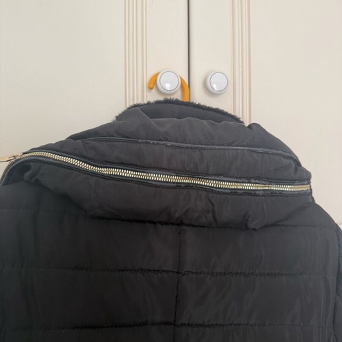 Black quilted jacket S/M like new with gold details