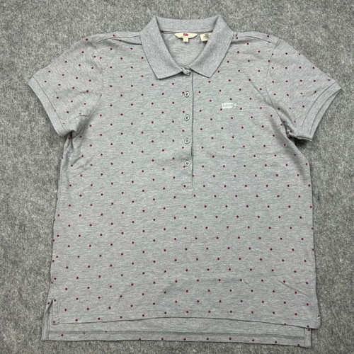 Levi's polo shirt women's gray large used with dots and collar